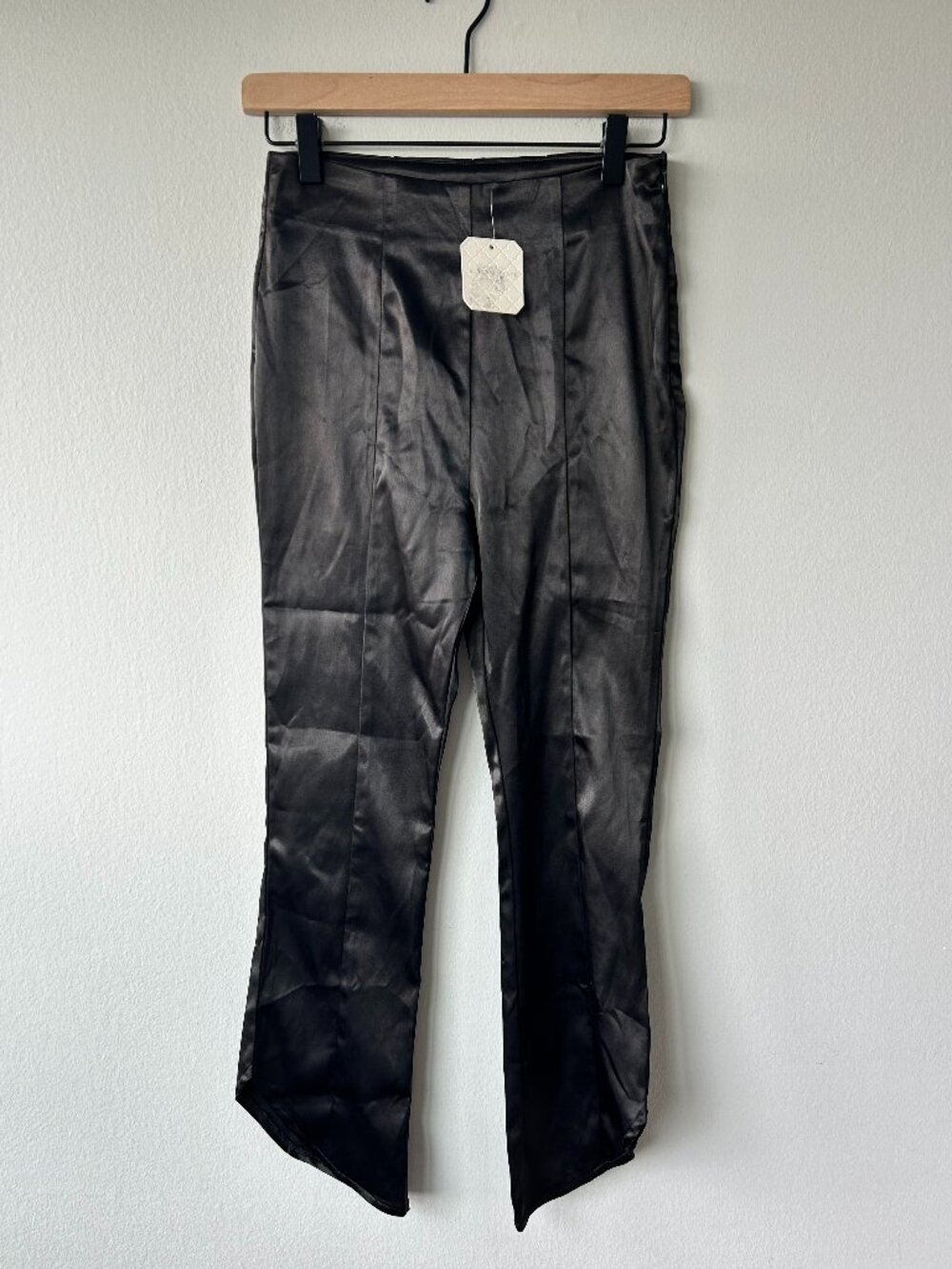 Altar'd State Black Satin Straight Leg Pants XS NWT